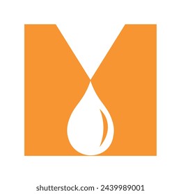Water Logo combine with letter M vector template