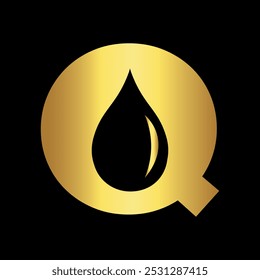 Water Logo combine with letter Q vector template