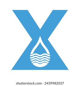 Water Logo combine with letter X vector template