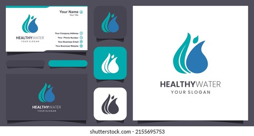 water Logo combined with human design vector template droplet shape.