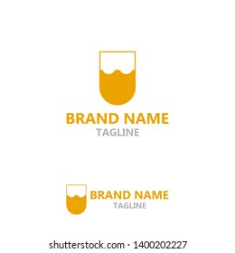 Water logo design, tube logo with water, flat water concept