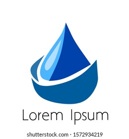 water logo design, vector water icon in blue and simple concept.