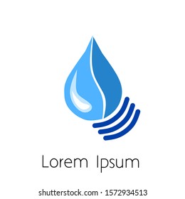 water logo design, vector water icon in blue and simple concept.
