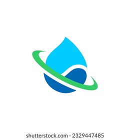 logo de agua caída de la montaña con marca natural limpia