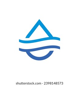 water logo drop water and wave symbol, minimalist logo concept