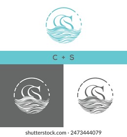 un logotipo de agua con las letras c y s, adecuado para empresas en el agua