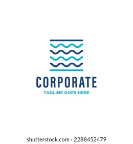 Water logo with minimalist lines, suitable for business of swimming pool, dam, lake etc