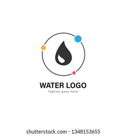 Water logo template design. Water logo with modern frame isolated on white background
