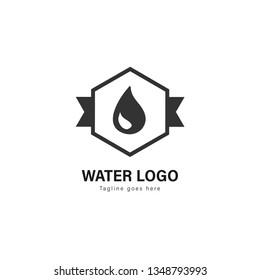 Water logo template design. Water logo with modern frame isolated on white background