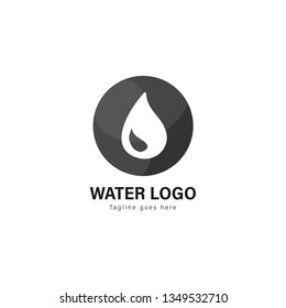 Water logo template design. Water logo with modern frame isolated on white background