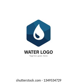 Water logo template design. Water logo with modern frame isolated on white background