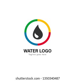 Water logo template design. Water logo with modern frame isolated on white background