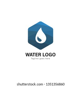 Water logo template design. Water logo with modern frame isolated on white background