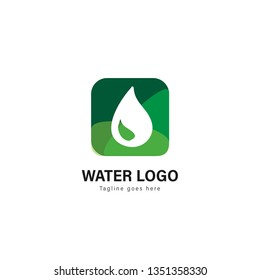 Water logo template design. Water logo with modern frame isolated on white background
