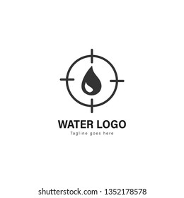 Water logo template design. Water logo with modern frame isolated on white background