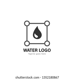 Water logo template design. Water logo with modern frame isolated on white background