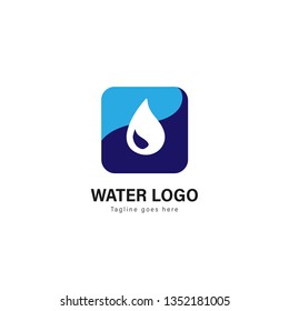 Water logo template design. Water logo with modern frame isolated on white background