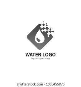 Water logo template design. Water logo with modern frame isolated on white background