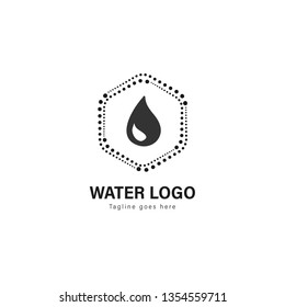 Water logo template design. Water logo with modern frame isolated on white background