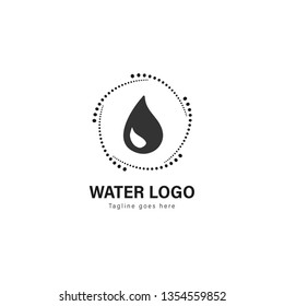 Water logo template design. Water logo with modern frame isolated on white background