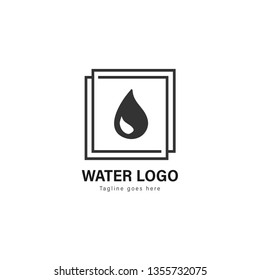 Water logo template design. Water logo with modern frame isolated on white background