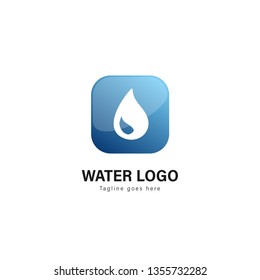 Water logo template design. Water logo with modern frame isolated on white background
