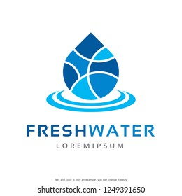 Water Logo Template Design Vector, Emblem, Concept Design, Creative Symbol, Icon