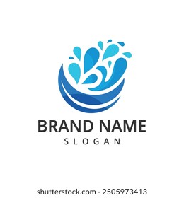 Ilustración de salpicadura de agua de Vector de Plantilla de logotipo de agua