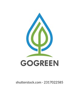 Water Logo. Tree Logo. Eco, Leaf, Green, Modern Premium Logo Vector Template