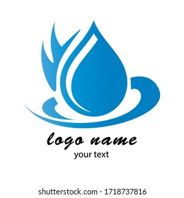 Water logo vector. Creative blue water splash with drops. Water Association