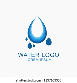 Water logo vector design with blue color tone on white background.