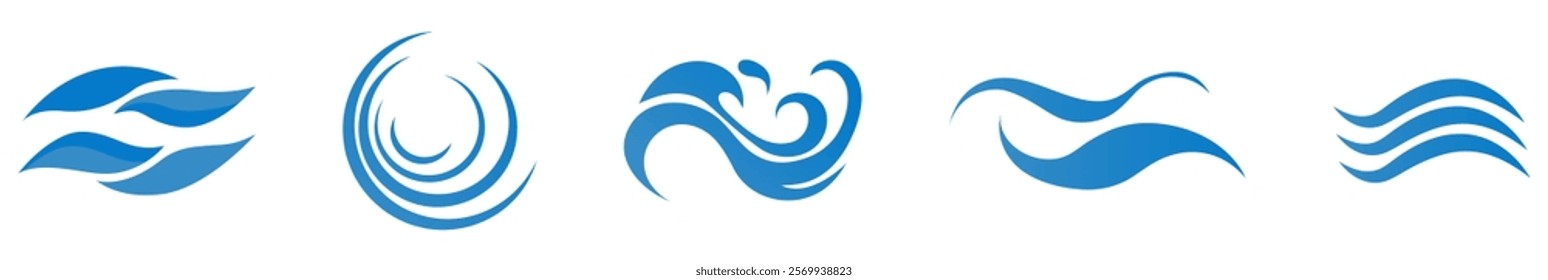 Water logo vector set. Nature and sea concept design
