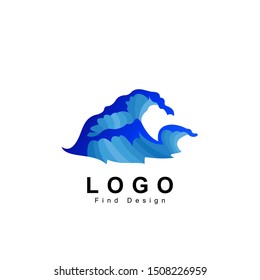 water logo, wave logo design and template