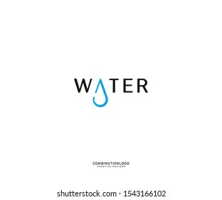 Water Logotype - W Drop water. Letter A Drop Water Logo