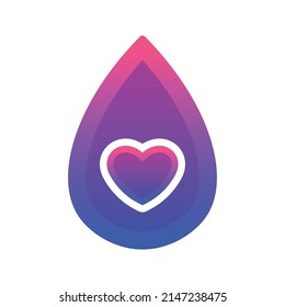 icono de plantilla de diseño de logotipo de gradiente de amor de agua