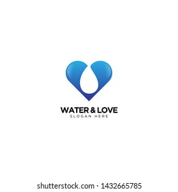 Water and Love Logo Design Vector