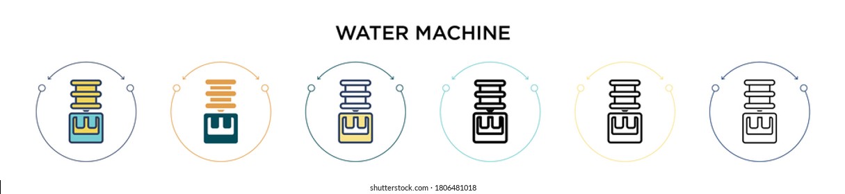Water machine icon in filled, thin line, outline and stroke style. Vector illustration of two colored and black water machine vector icons designs can be used for mobile, ui, web
