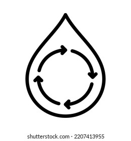 Water Management Icon. Concept Of Recycle. Outline Style. Vector. Isolate On White Background.