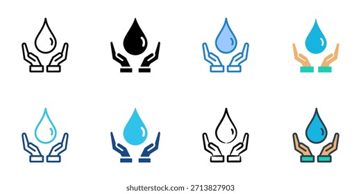 Wassermanagement-Symbol setzen mehrere Stil Vektorsammlung. Bearbeitbarer Strich 

