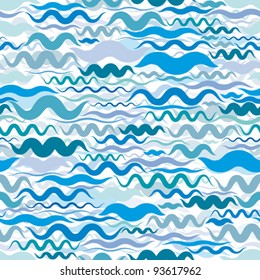 Water marine light blue background graphic stylized waves seamless pattern.