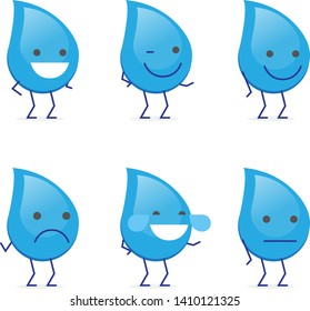 Water mascot Icon with face expression, emoticon