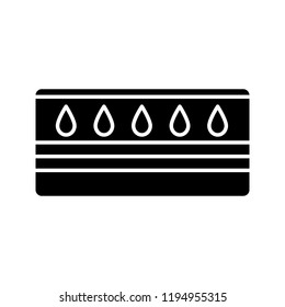 Water mattress glyph icon. Waterbed. Flotation mattress. Bedding. Silhouette symbol. Negative space. Vector isolated illustration