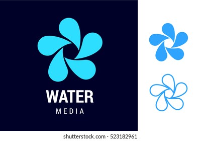 Water Media is a vector logotype template for industrial, business or creative company. Drops circle icon for supply service.