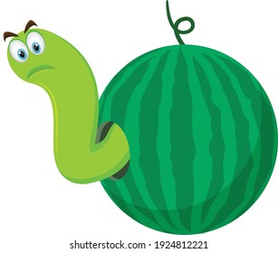 Water Melon bookworm vector art and illustration