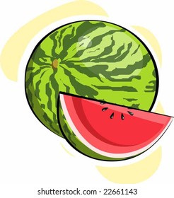 water melon with colour shading	