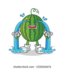 water melon cry mascot vector cartoon illustration