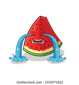 water melon cute chibi cry cartoon mascot vector illustration