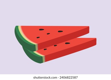 Water Melon Fruit. Bright juicy summer fruit concept. Colored flat vector illustration isolated.