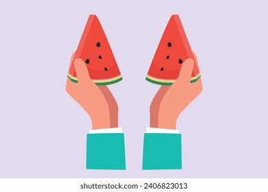 Water Melon Fruit. Bright juicy summer fruit concept. Colored flat vector illustration isolated.