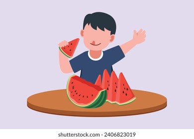 Water Melon Fruit. Bright juicy summer fruit concept. Colored flat vector illustration isolated.